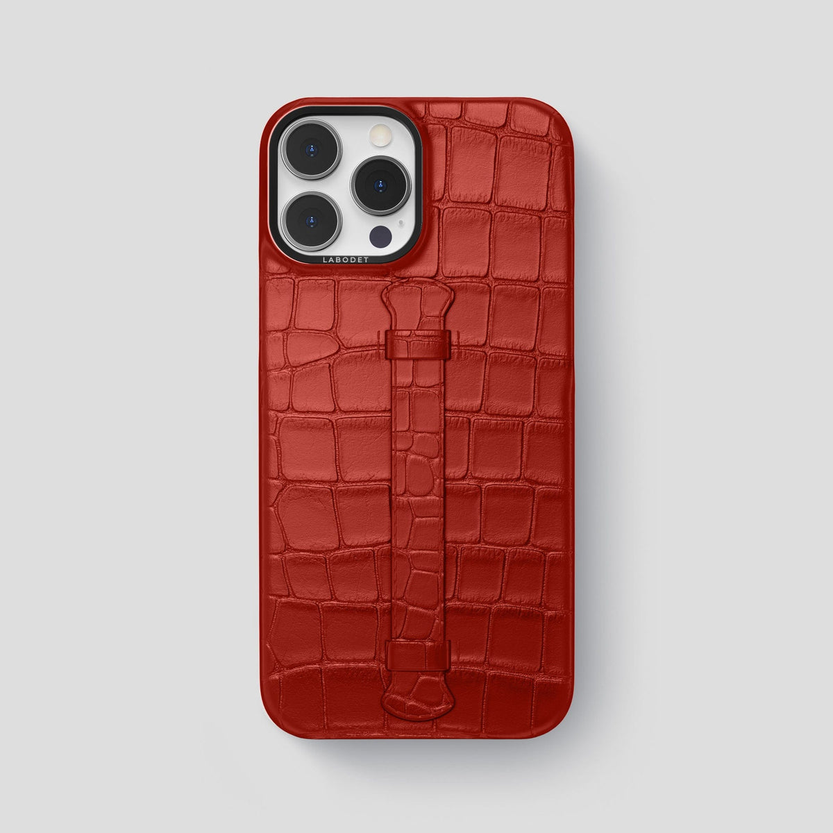 Red iPhone 15 Pro Max Handle Case Alligator with Black Metal -1 | Red-Black