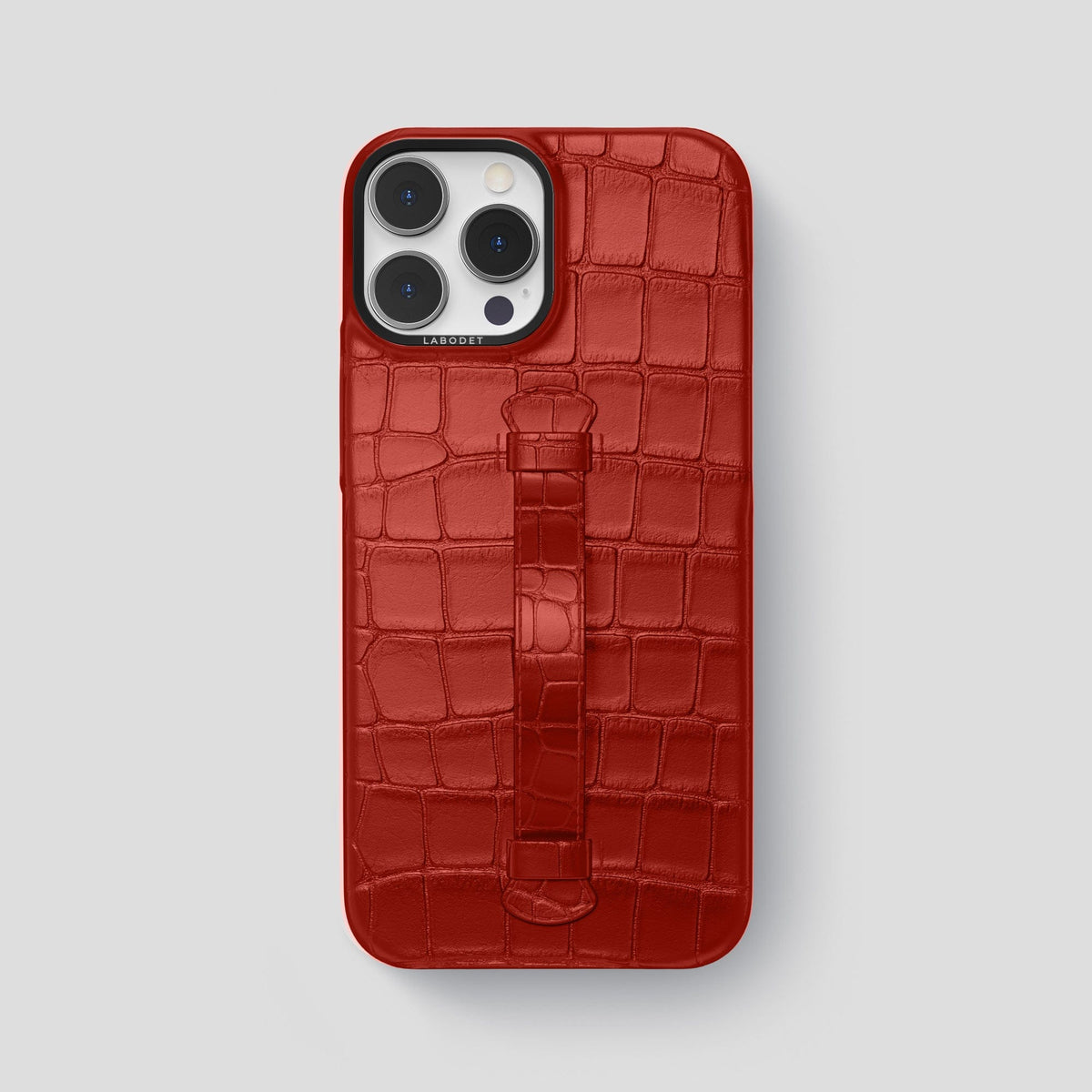 Red iPhone 15 Pro Max Handle Case Alligator with Black Metal -2 | Red-Black