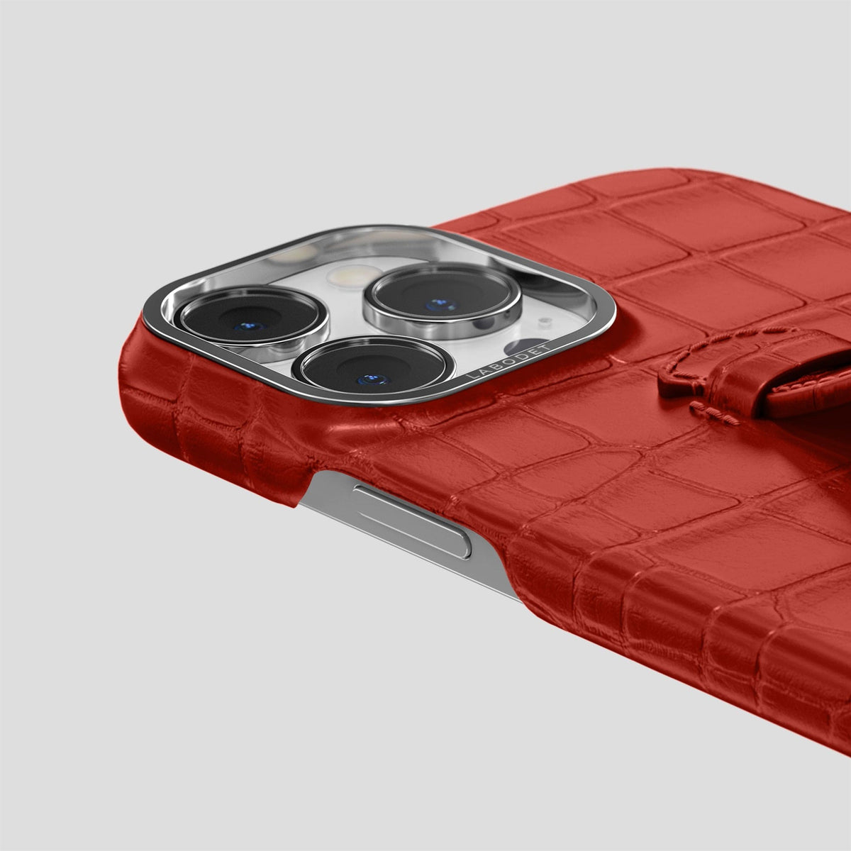Red iPhone 15 Pro Max Handle Case Alligator with Steel Metal -5 | Red-Steel
