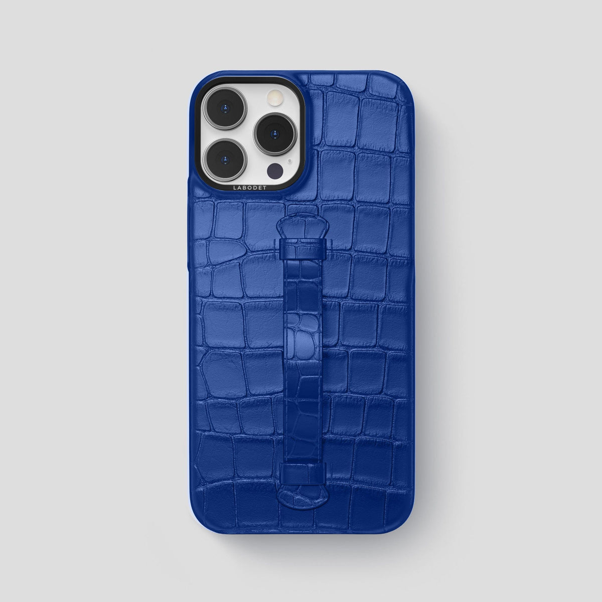 Royal Blue iPhone 15 Pro Max Handle Case Alligator with Black Metal -2 | Royal-Blue-Black