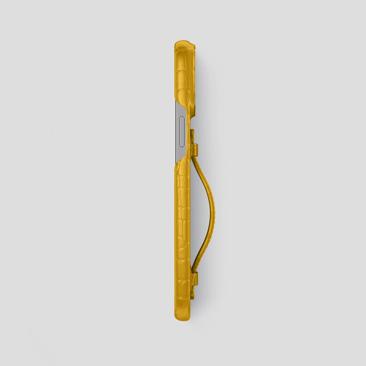 Yellow iPhone 15 Pro Max Handle Case Alligator with Gold Metal -3 | Yellow-Gold