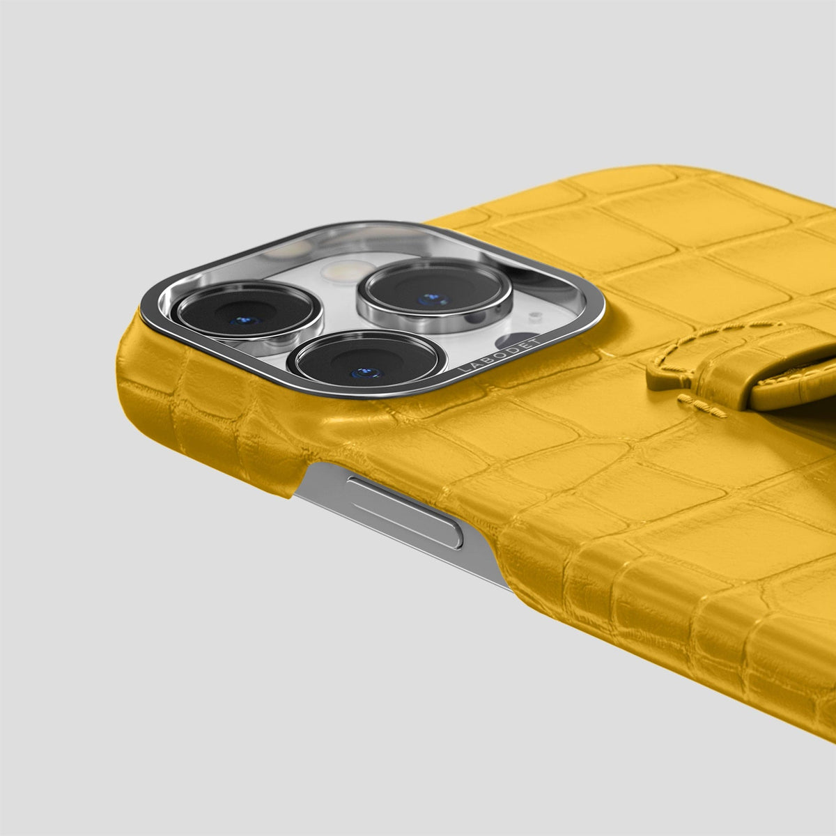 Yellow iPhone 15 Pro Max Handle Case Alligator with Steel Metal -5 | Yellow-Steel
