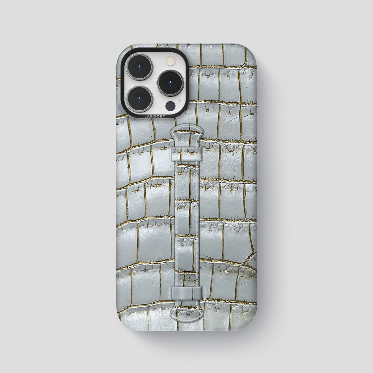 Arctic iPhone 15 Pro Max Central Handle Case Himalayan Crocodile with Black Metal -1 | Arctic-Black