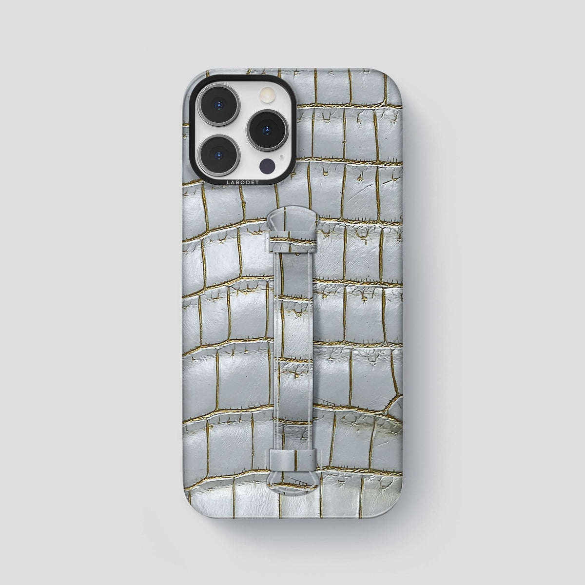 Arctic iPhone 15 Pro Max Central Handle Case Himalayan Crocodile with Black Metal -2 | Arctic-Black