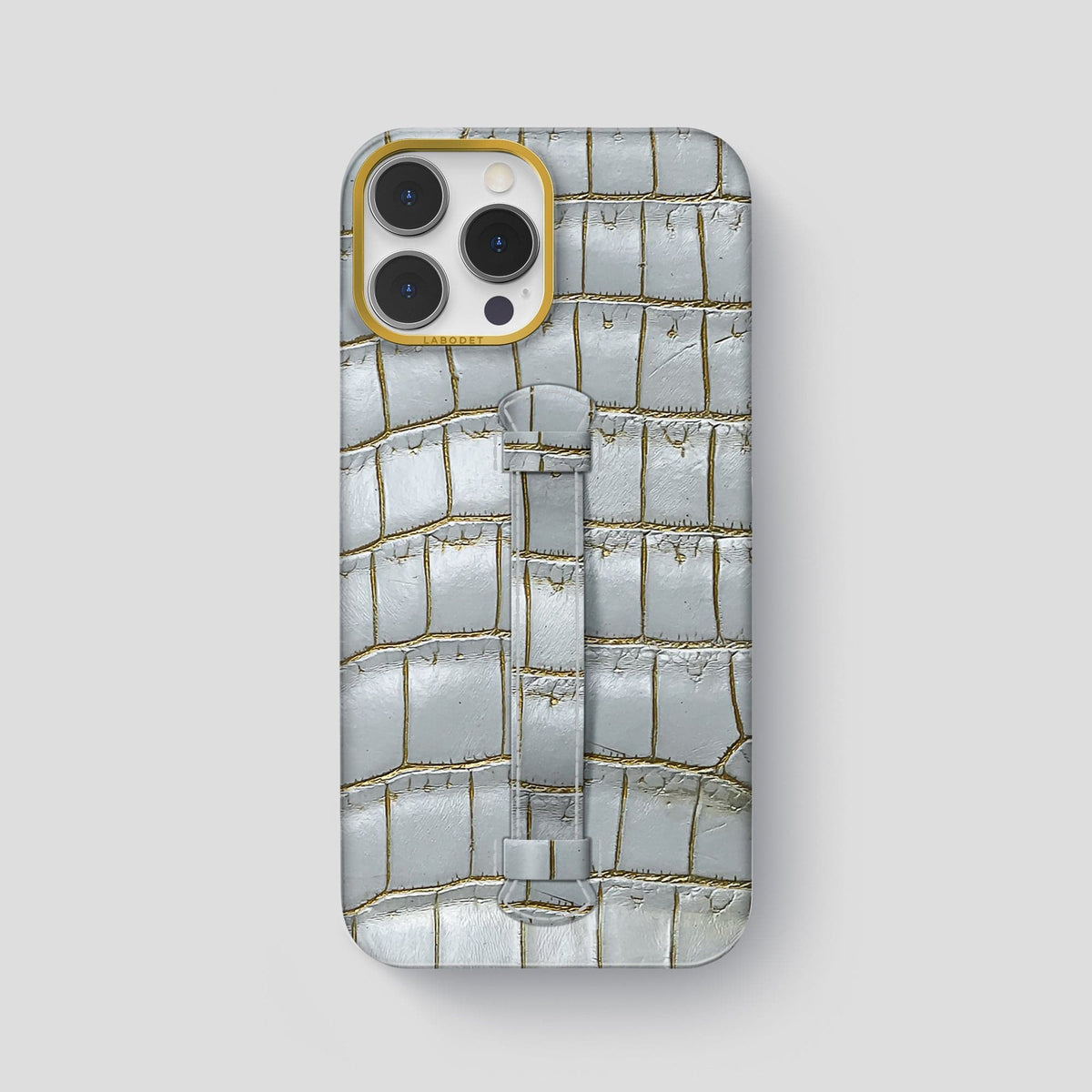 Arctic iPhone 15 Pro Max Central Handle Case Himalayan Crocodile with Gold Metal -2 | Arctic-Gold