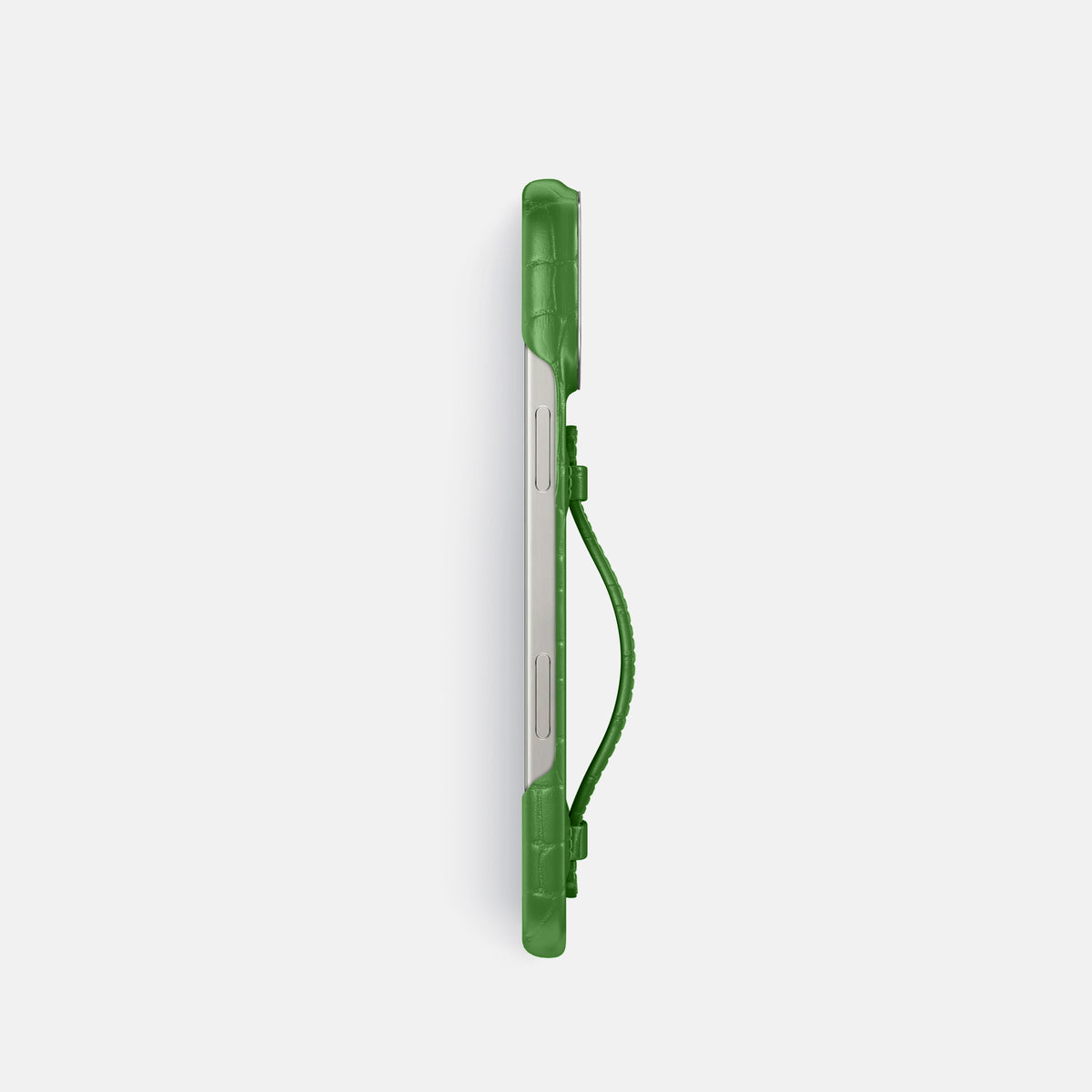 Apple-Green iPhone 16 Pro Centre Handle Case In Alligator with Steel Metal -3 | Apple-Green-Steel