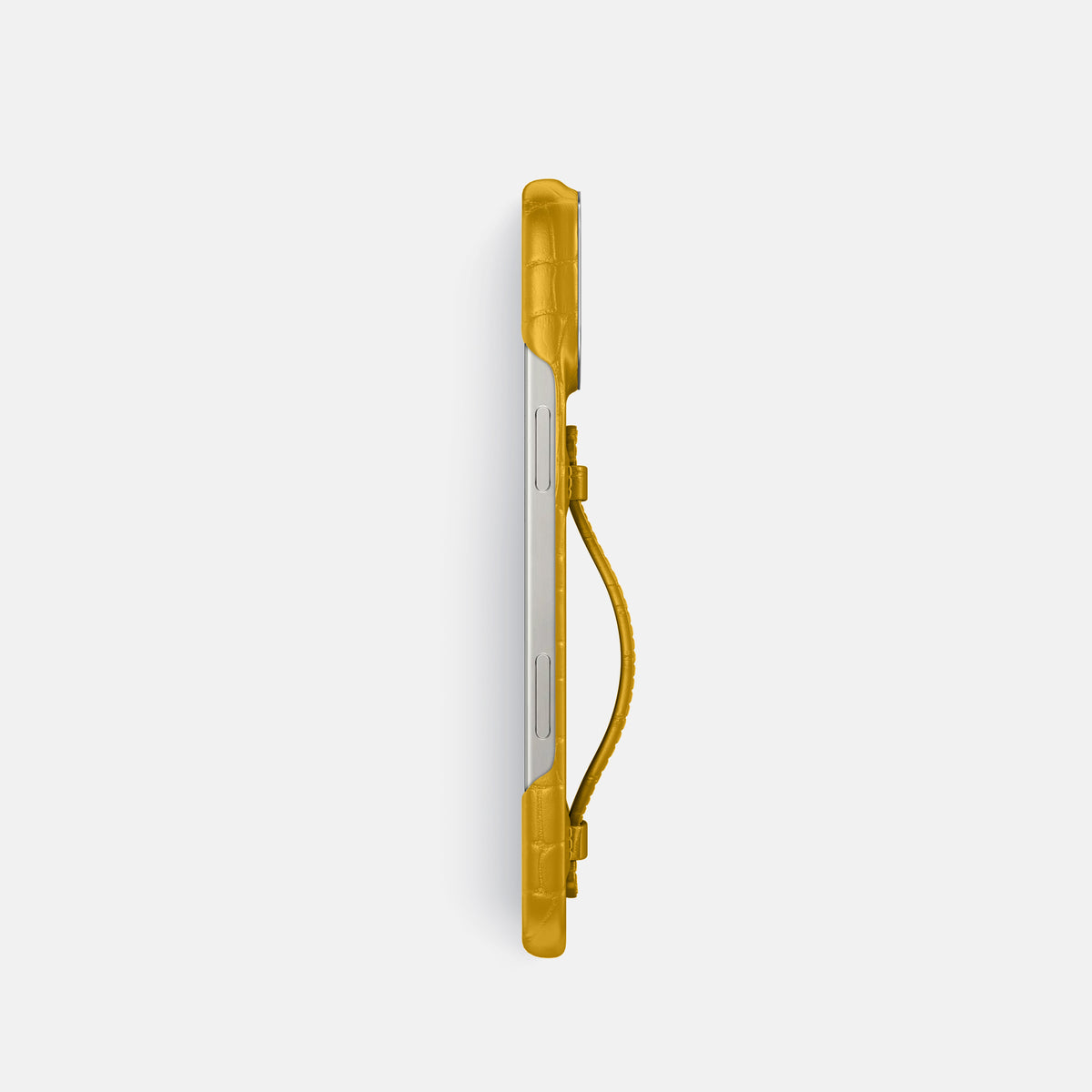 Yellow iPhone 16 Pro Centre Handle Case In Alligator with Steel Metal -3 | Yellow-Steel