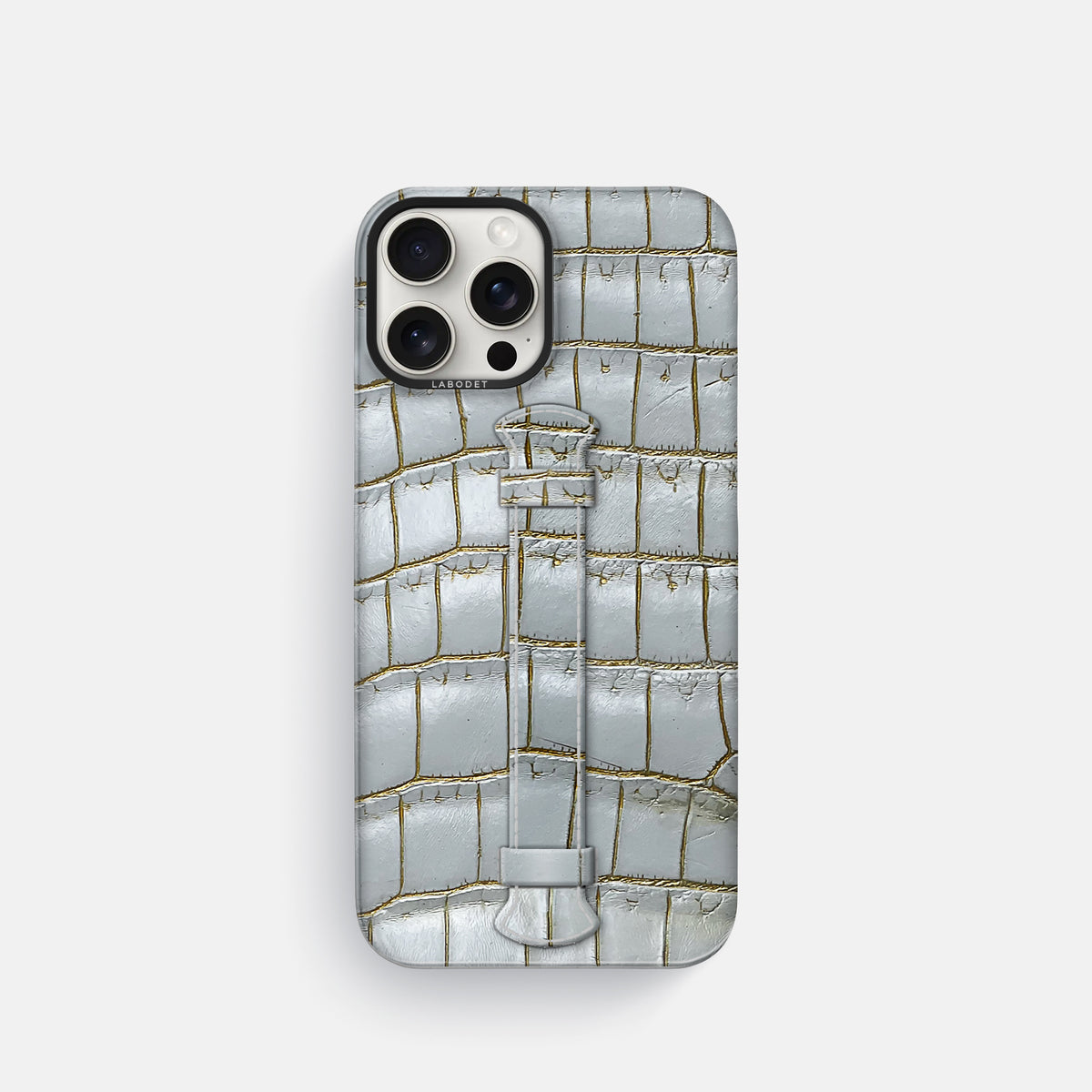 Arctic iPhone 16 Pro Center Handle Himalayan Crocodile with Black Metal -1 | Arctic-Black