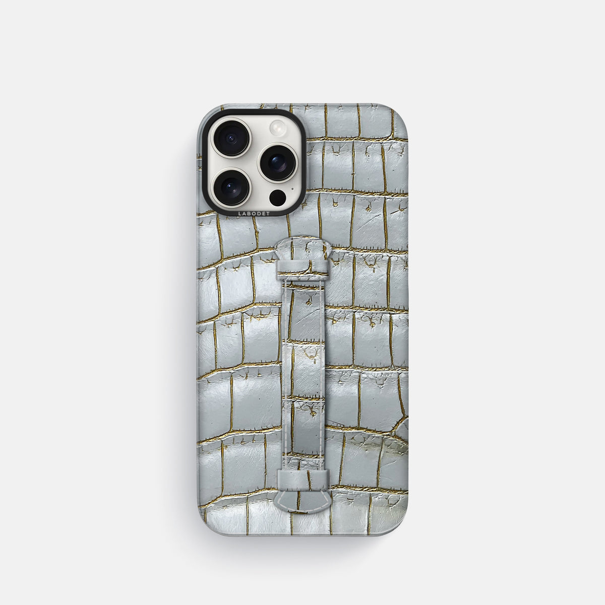 Arctic iPhone 16 Pro Center Handle Himalayan Crocodile with Black Metal -2 | Arctic-Black