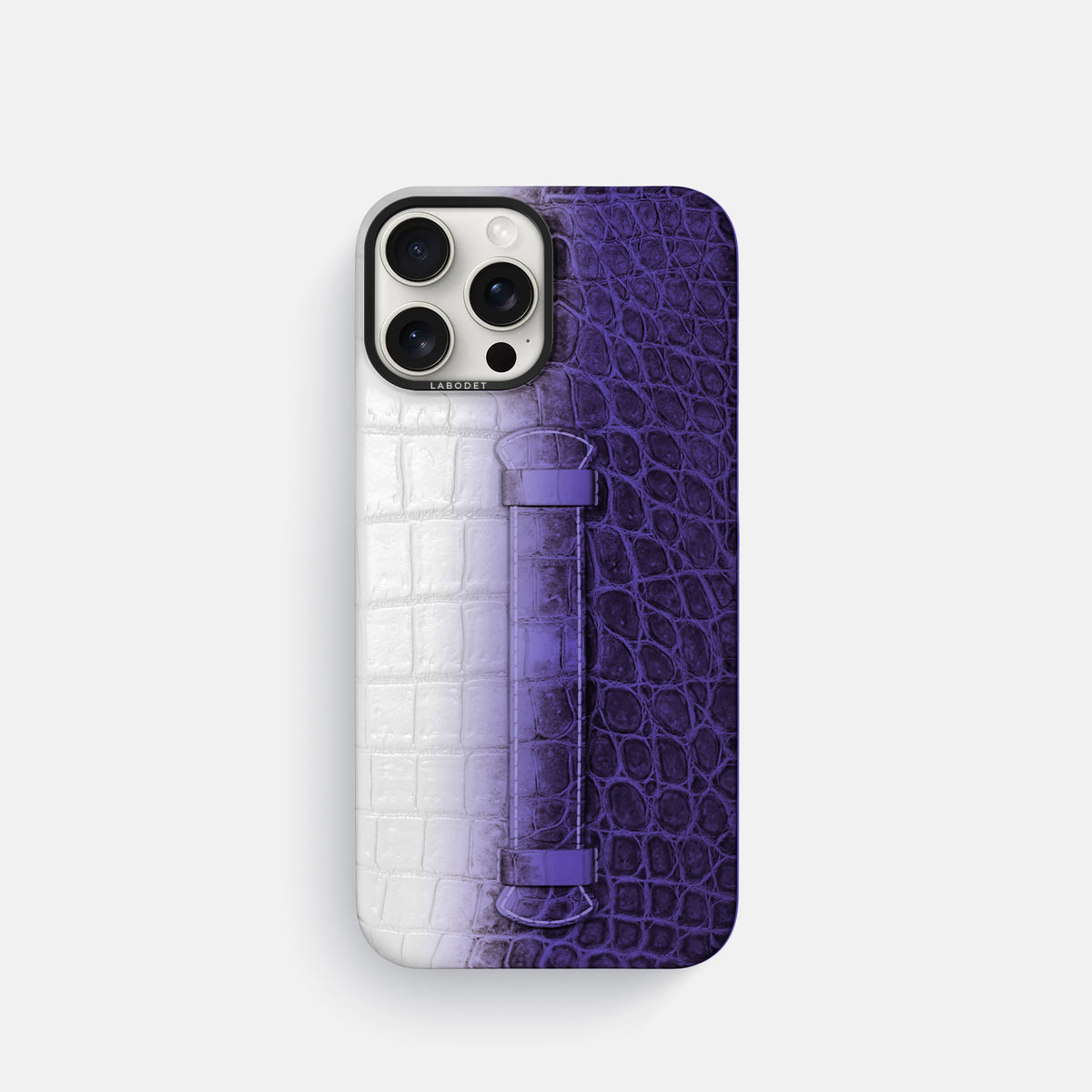 Purple iPhone 16 Pro Center Handle Himalayan Crocodile with Black Metal -2 | Purple-Black
