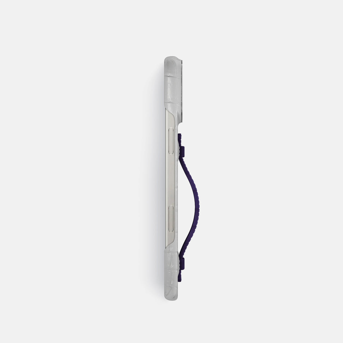Purple iPhone 16 Pro Center Handle Himalayan Crocodile with Steel Metal -3 | Purple-Steel