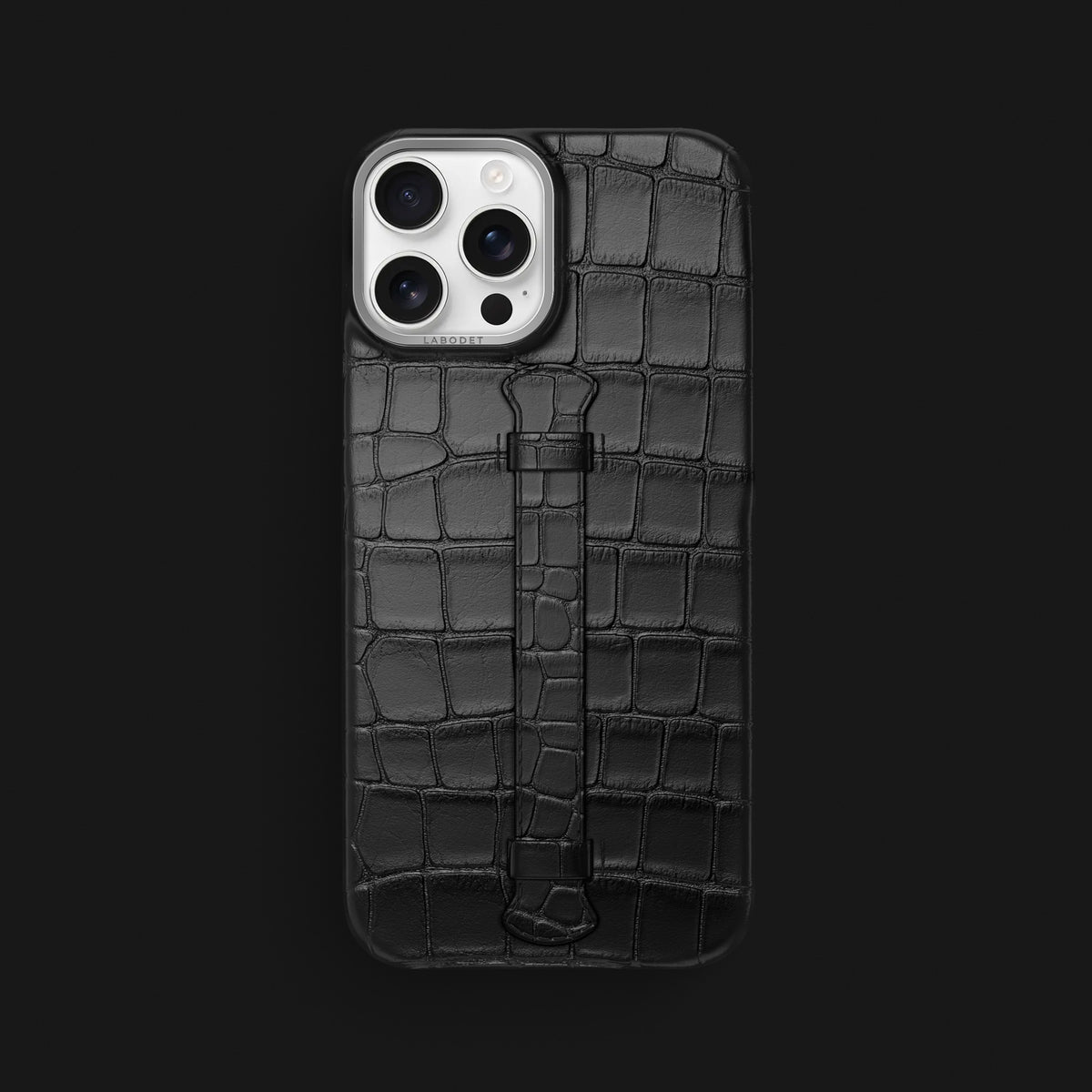 Edition-Black iPhone 16 Pro Max Center Handle Alligator with Steel Metal -1 | Edition-Black-Steel