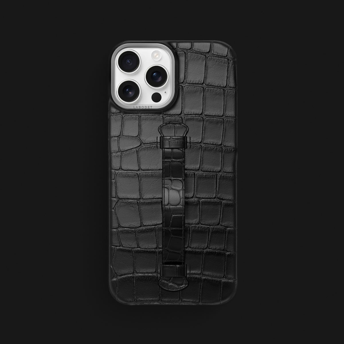 Edition-Black iPhone 16 Pro Max Center Handle Alligator with Steel Metal -2 | Edition-Black-Steel
