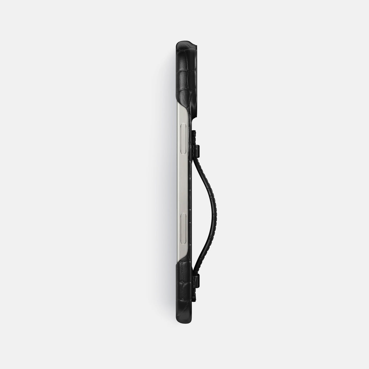 Black iPhone 16 Pro Max Center Handle Alligator with Black Metal -3 | Black-Black