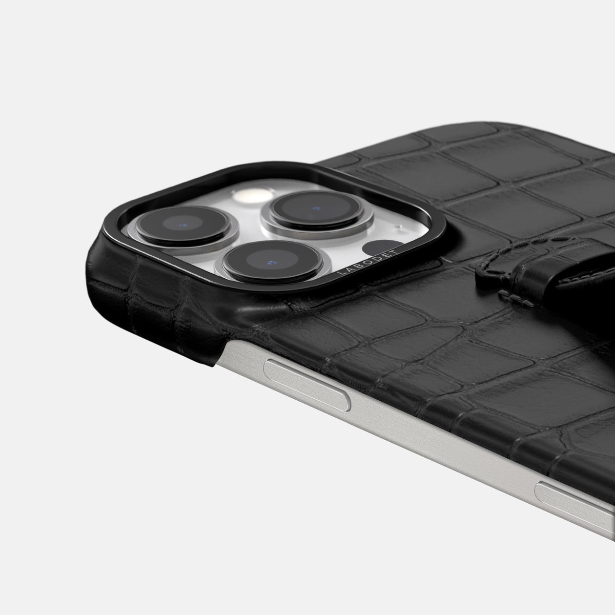 Black iPhone 16 Pro Max Center Handle Alligator with Black Metal -5 | Black-Black