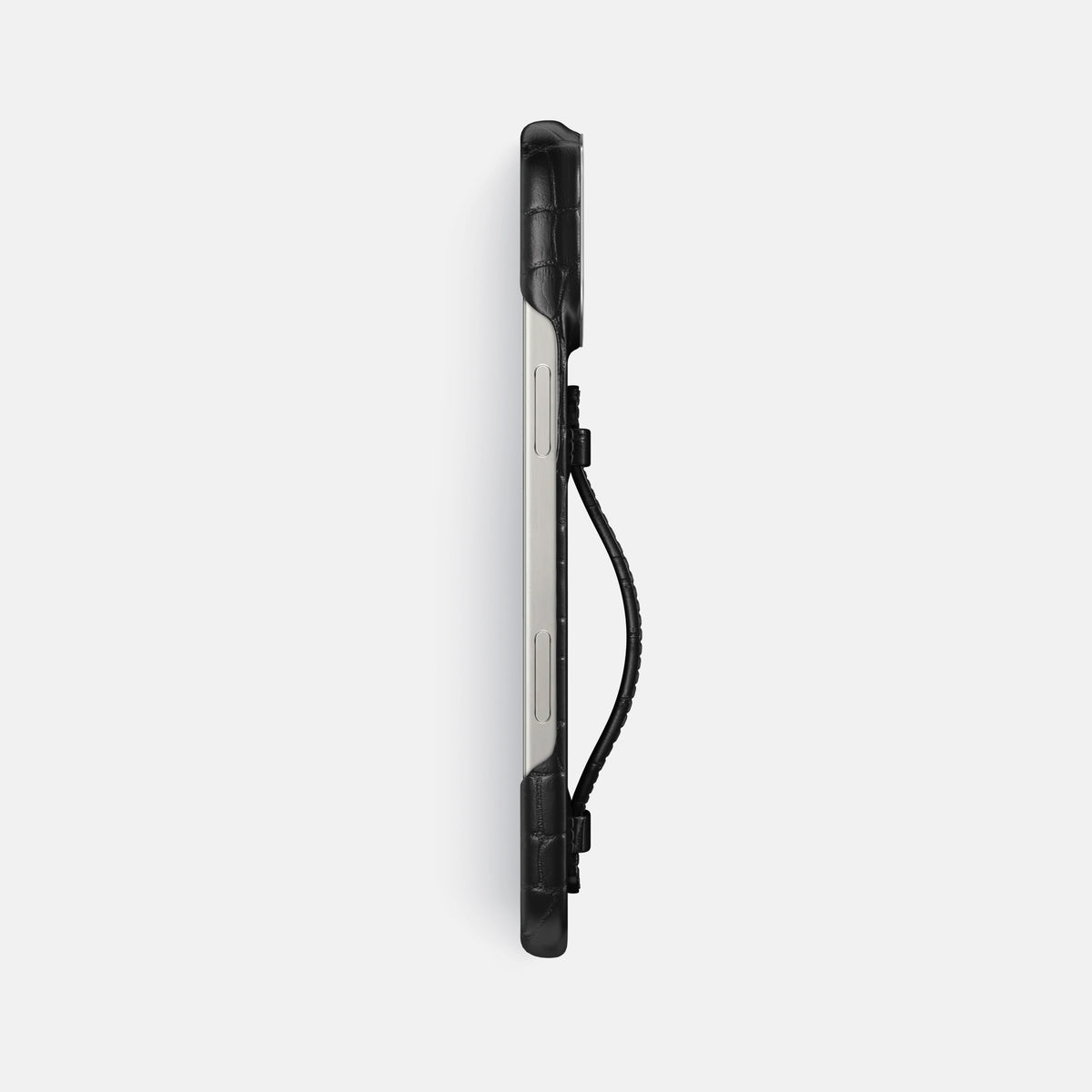 Black iPhone 16 Pro Max Center Handle Alligator with Steel Metal -3 | Black-Steel