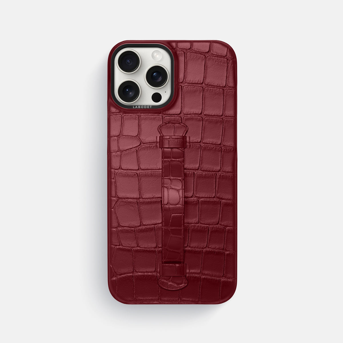 Burgundy iPhone 16 Pro Max Center Handle Alligator with Black Metal -2 | Burgundy-Black