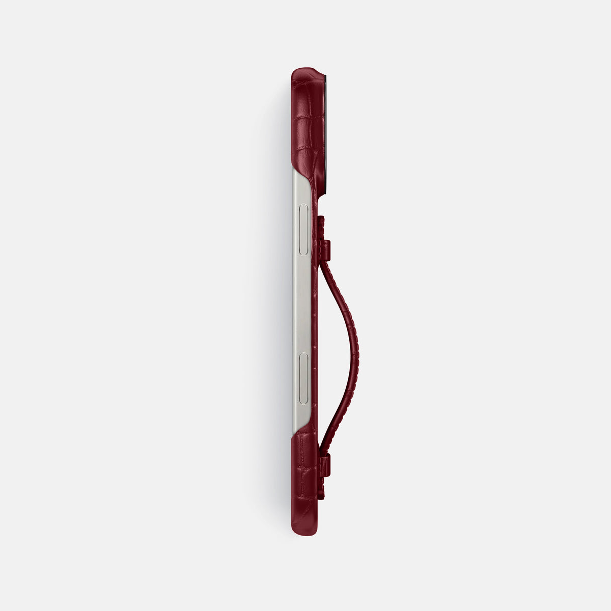 Burgundy iPhone 16 Pro Max Center Handle Alligator with Black Metal -3 | Burgundy-Black