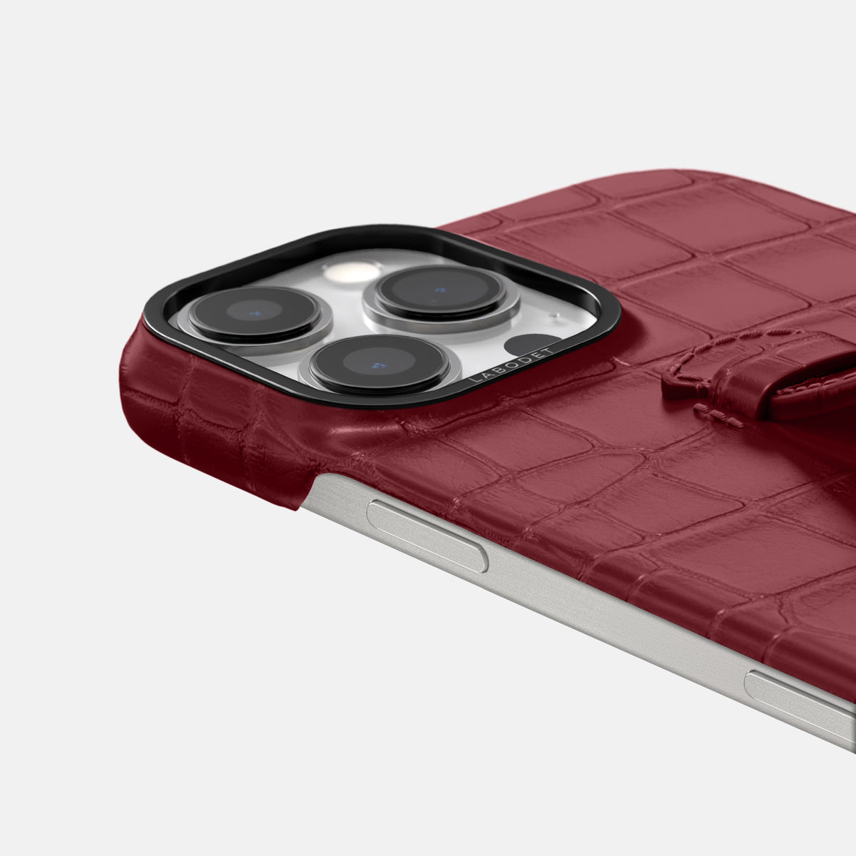 Burgundy iPhone 16 Pro Max Center Handle Alligator with Black Metal -5 | Burgundy-Black