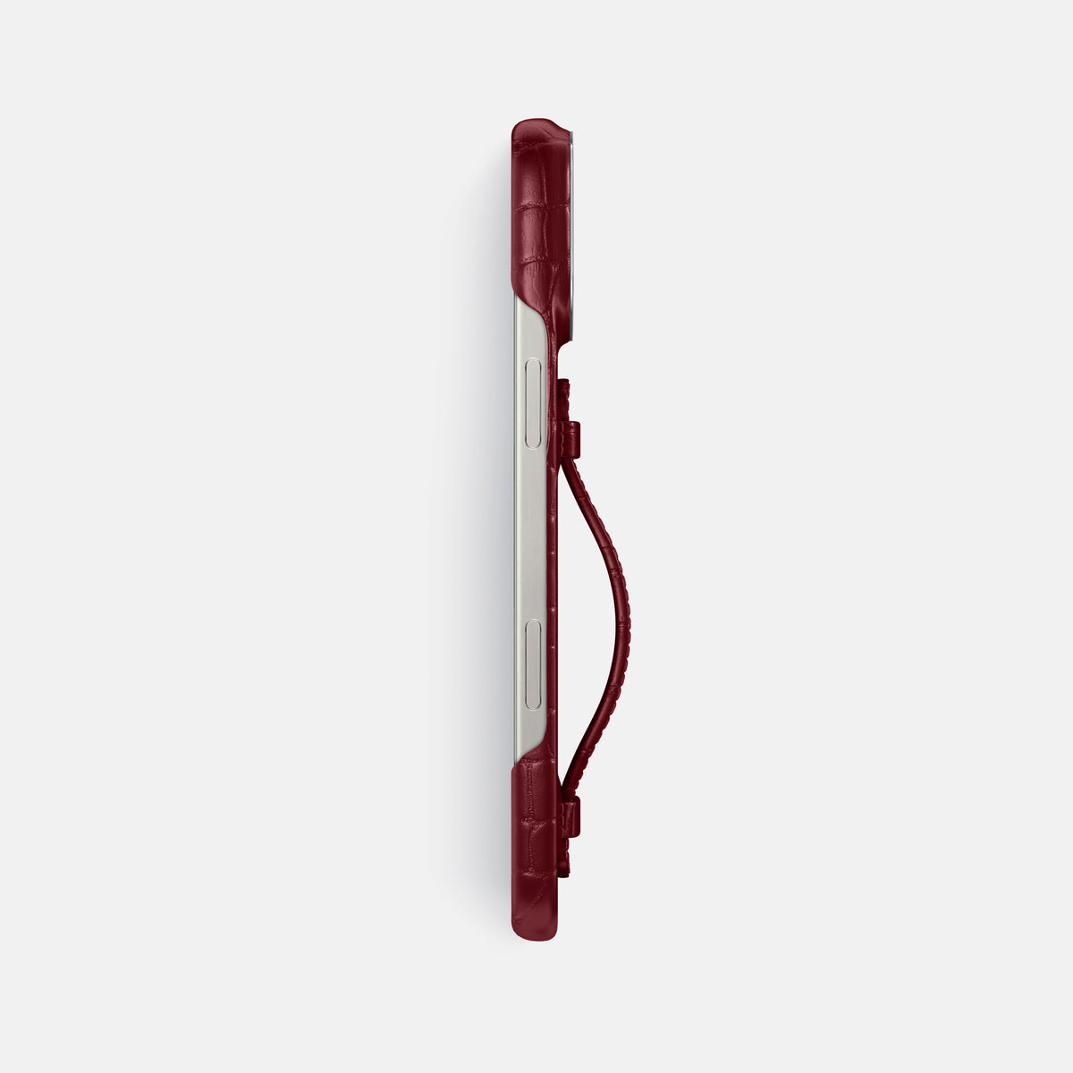 Burgundy iPhone 16 Pro Max Center Handle Alligator with Steel Metal -3 | Burgundy-Steel