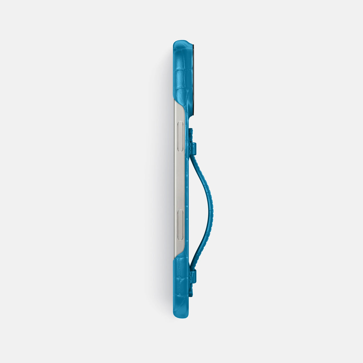 Curaçao-Blue iPhone 16 Pro Max Center Handle Alligator with Black Metal -3 | Curaçao-Blue-Black