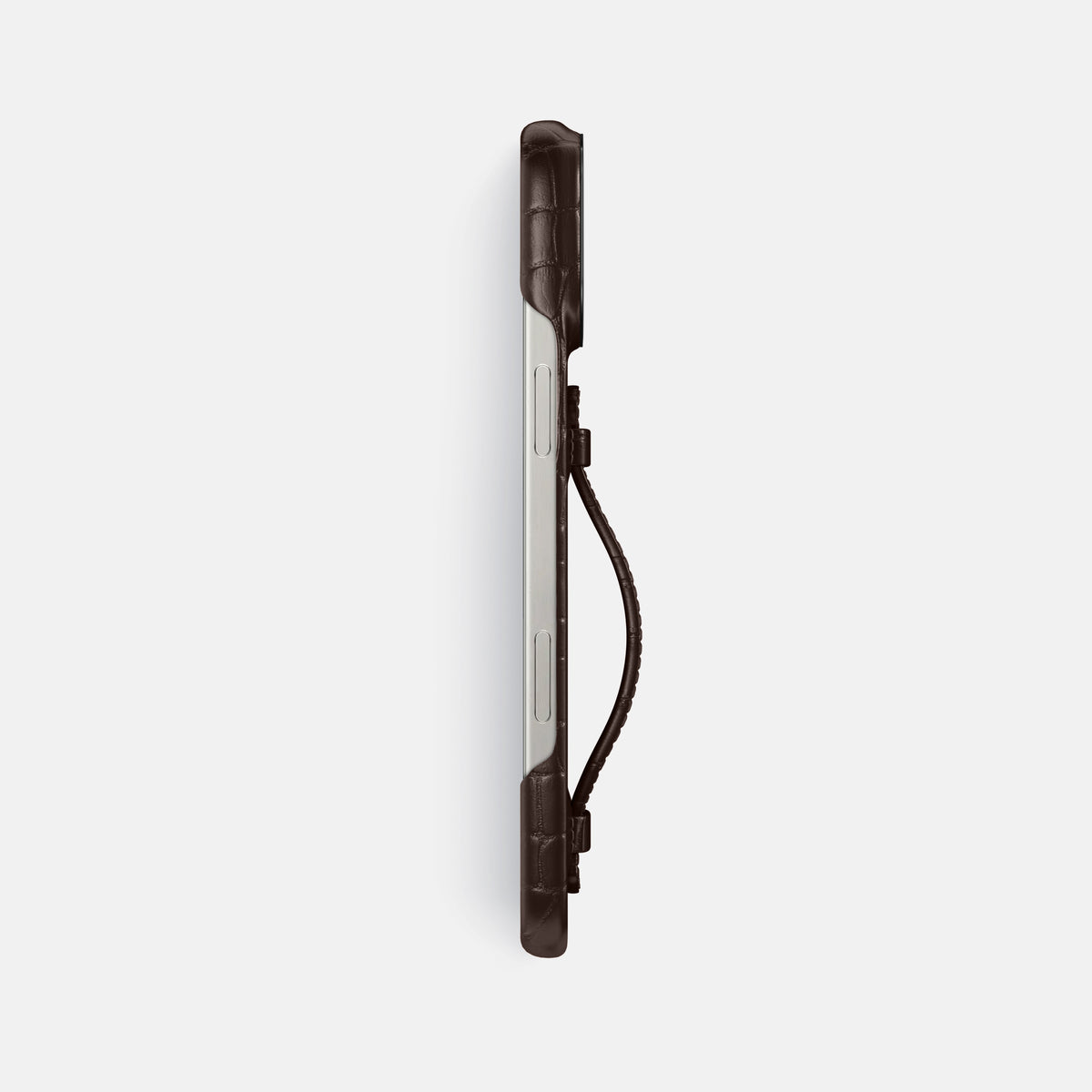 Dark-Brown iPhone 16 Pro Max Center Handle Alligator with Black Metal -3 | Dark-Brown-Black