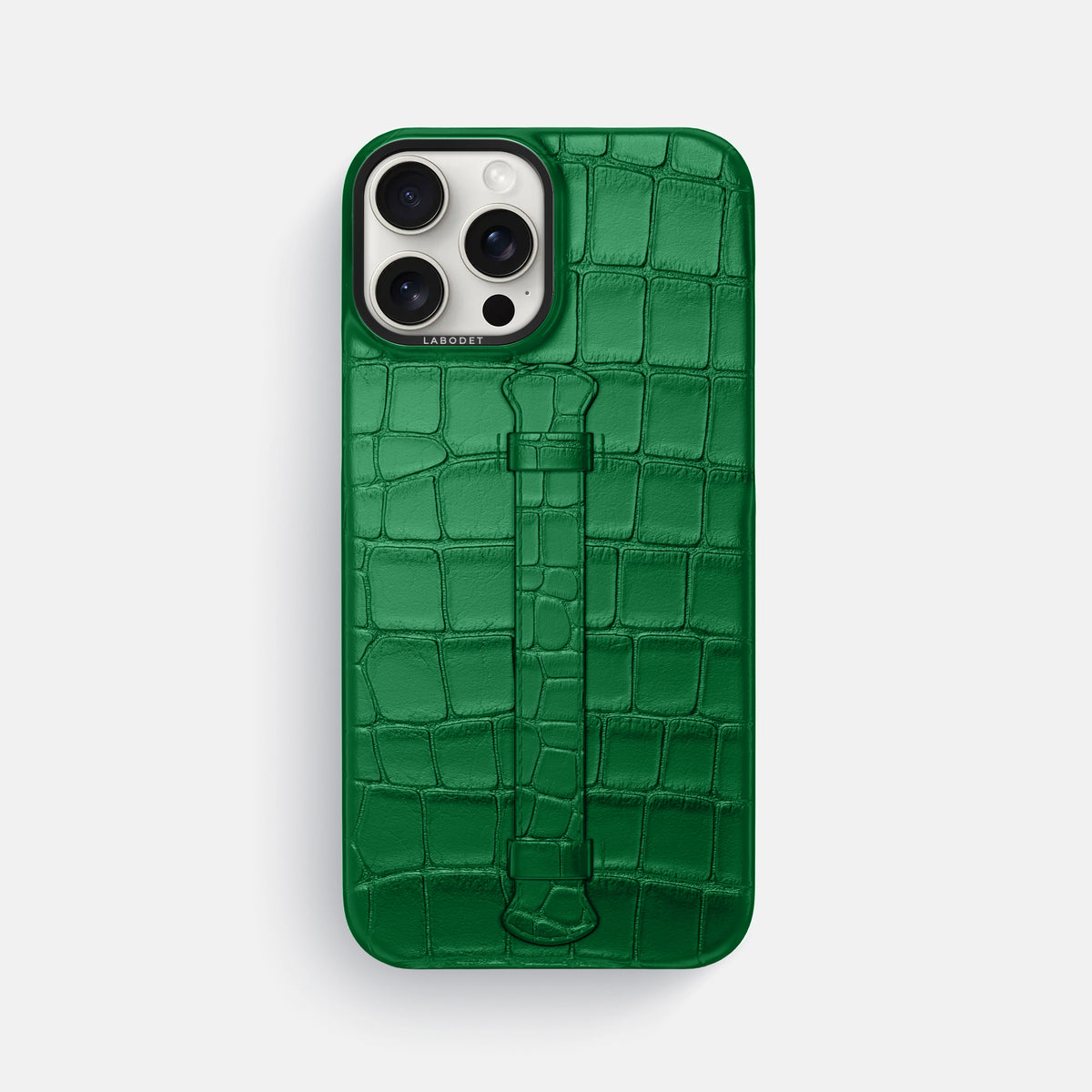 Forest-Green iPhone 16 Pro Max Center Handle Alligator with Black Metal -1 | Forest-Green-Black