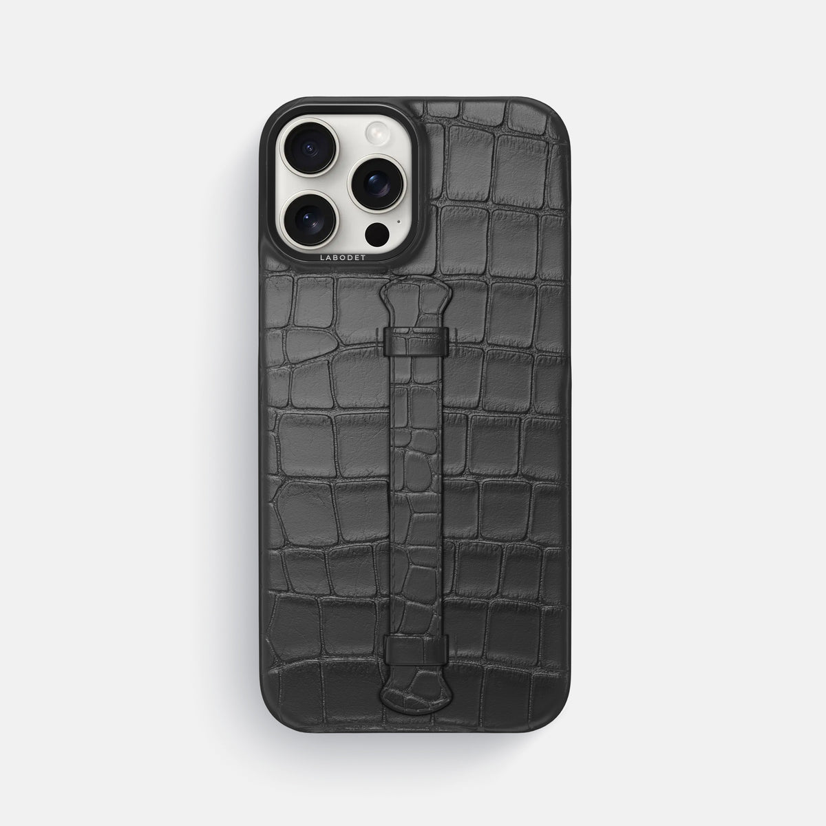 Grey iPhone 16 Pro Max Center Handle Alligator with Black Metal -1 | Grey-Black