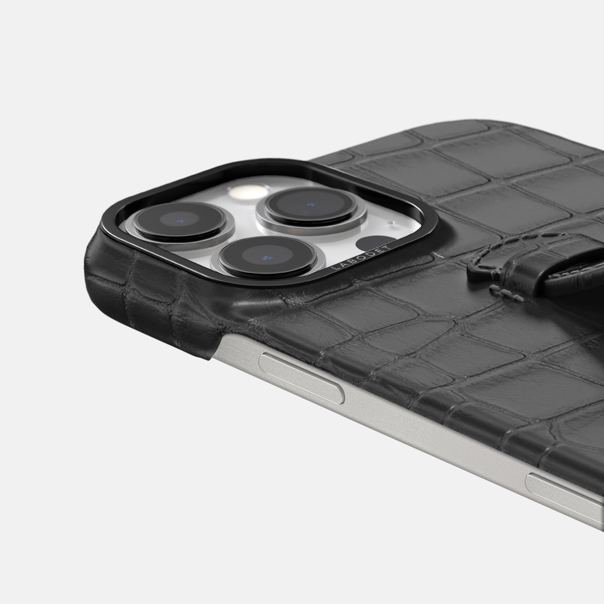 Grey iPhone 16 Pro Max Center Handle Alligator with Black Metal -5 | Grey-Black