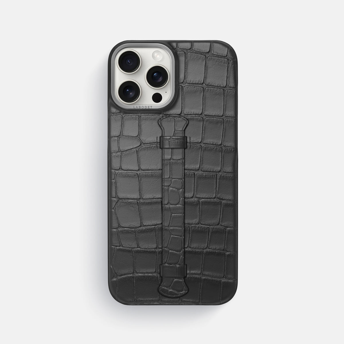 Grey iPhone 16 Pro Max Center Handle Alligator with Steel Metal -1 | Grey-Steel