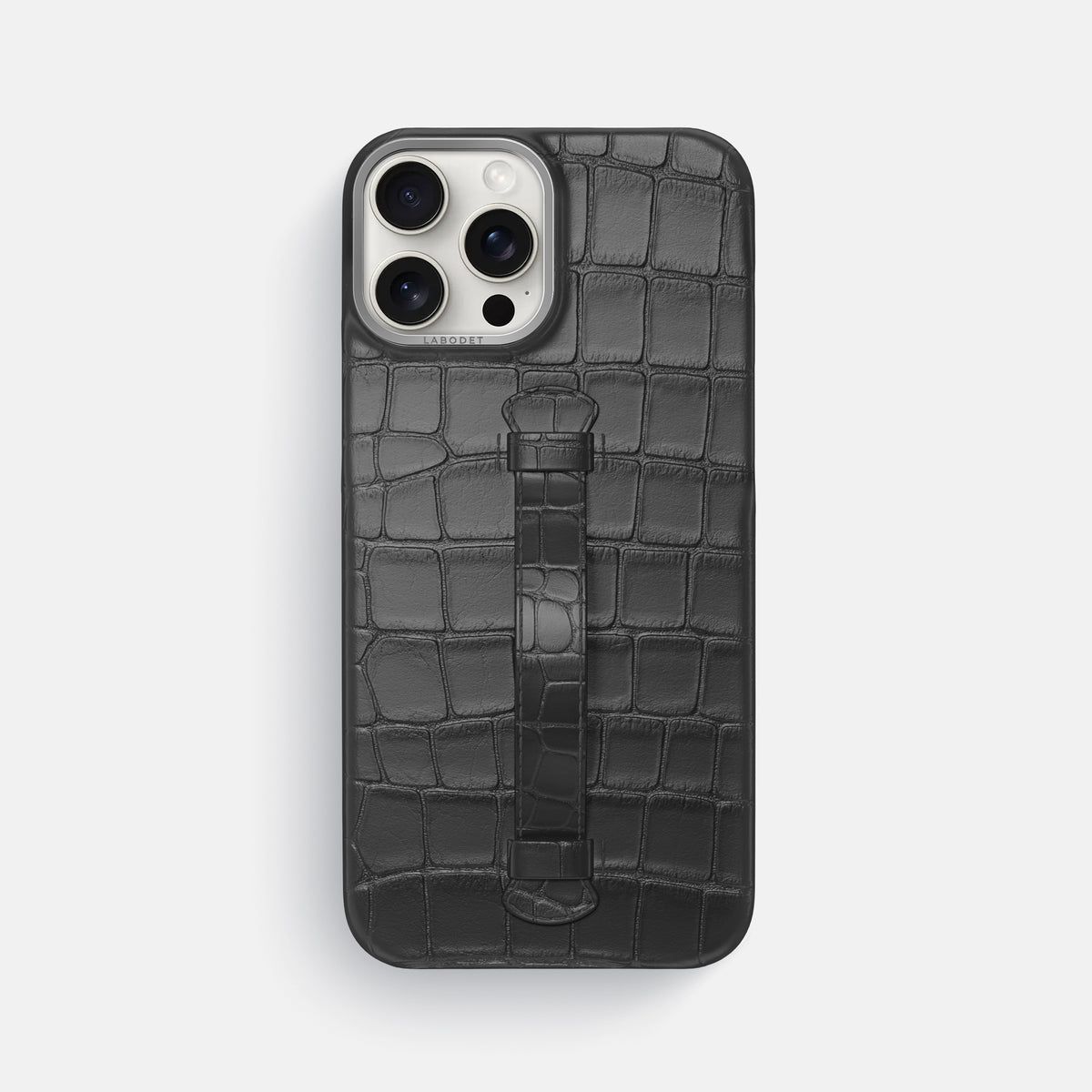 Grey iPhone 16 Pro Max Center Handle Alligator with Steel Metal -2 | Grey-Steel