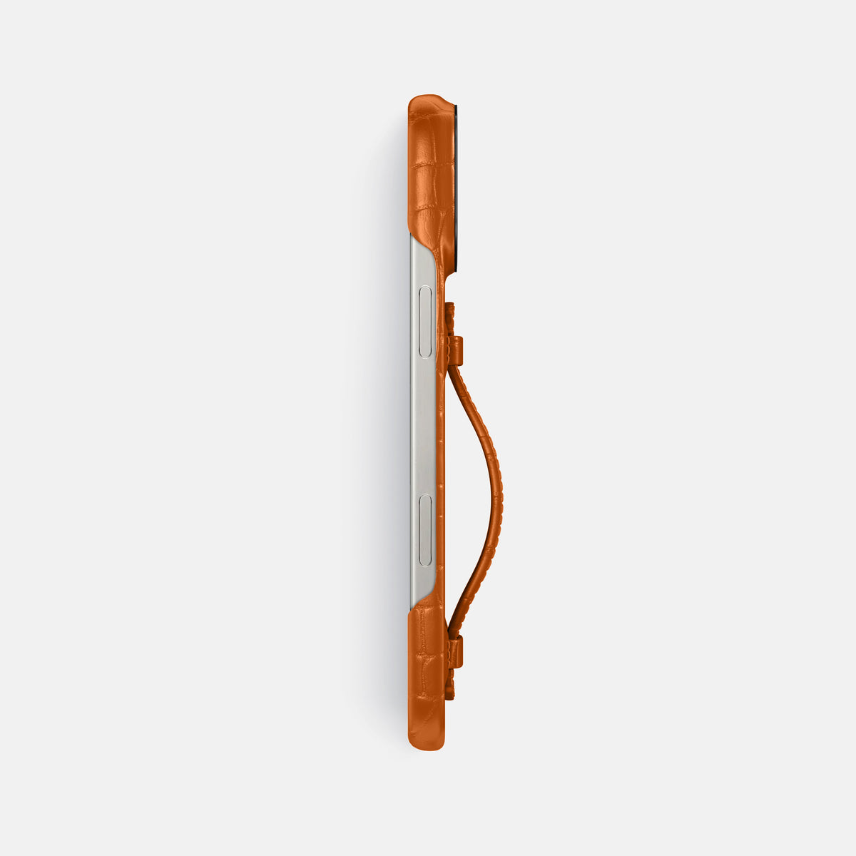 Orange iPhone 16 Pro Max Center Handle Alligator with Black Metal -3 | Orange-Black