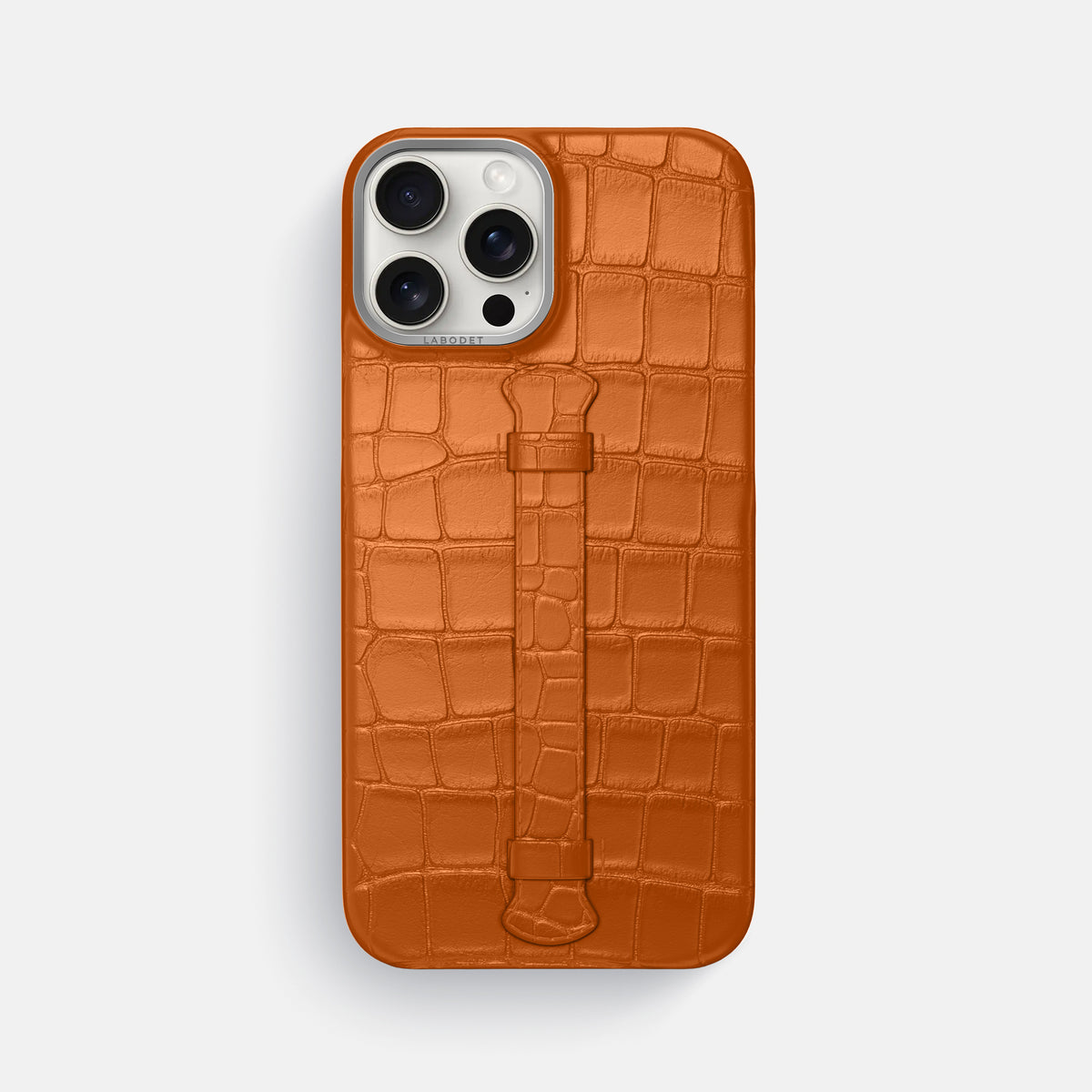 Orange iPhone 16 Pro Max Center Handle Alligator with Steel Metal -1 | Orange-Steel