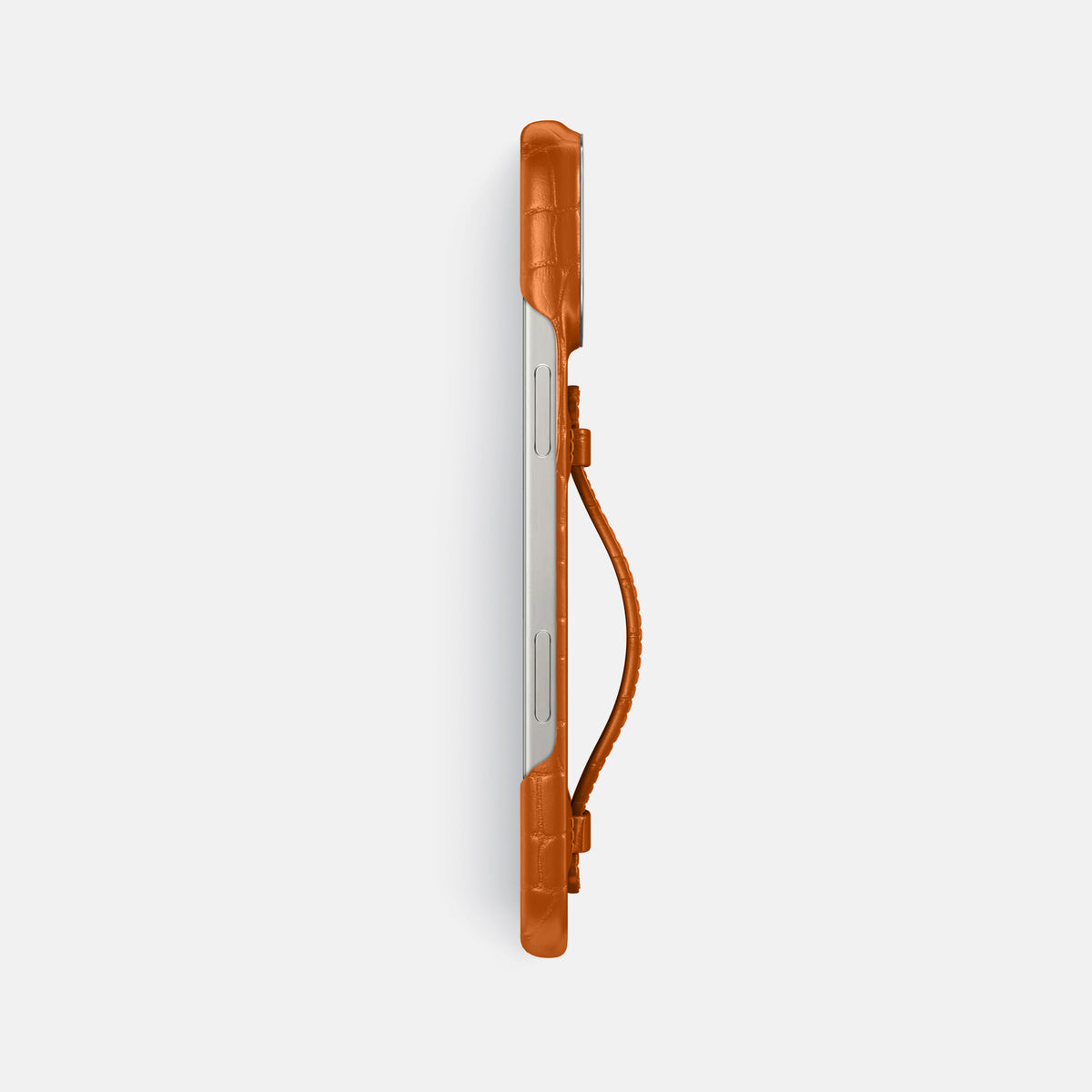 Orange iPhone 16 Pro Max Center Handle Alligator with Steel Metal -3 | Orange-Steel