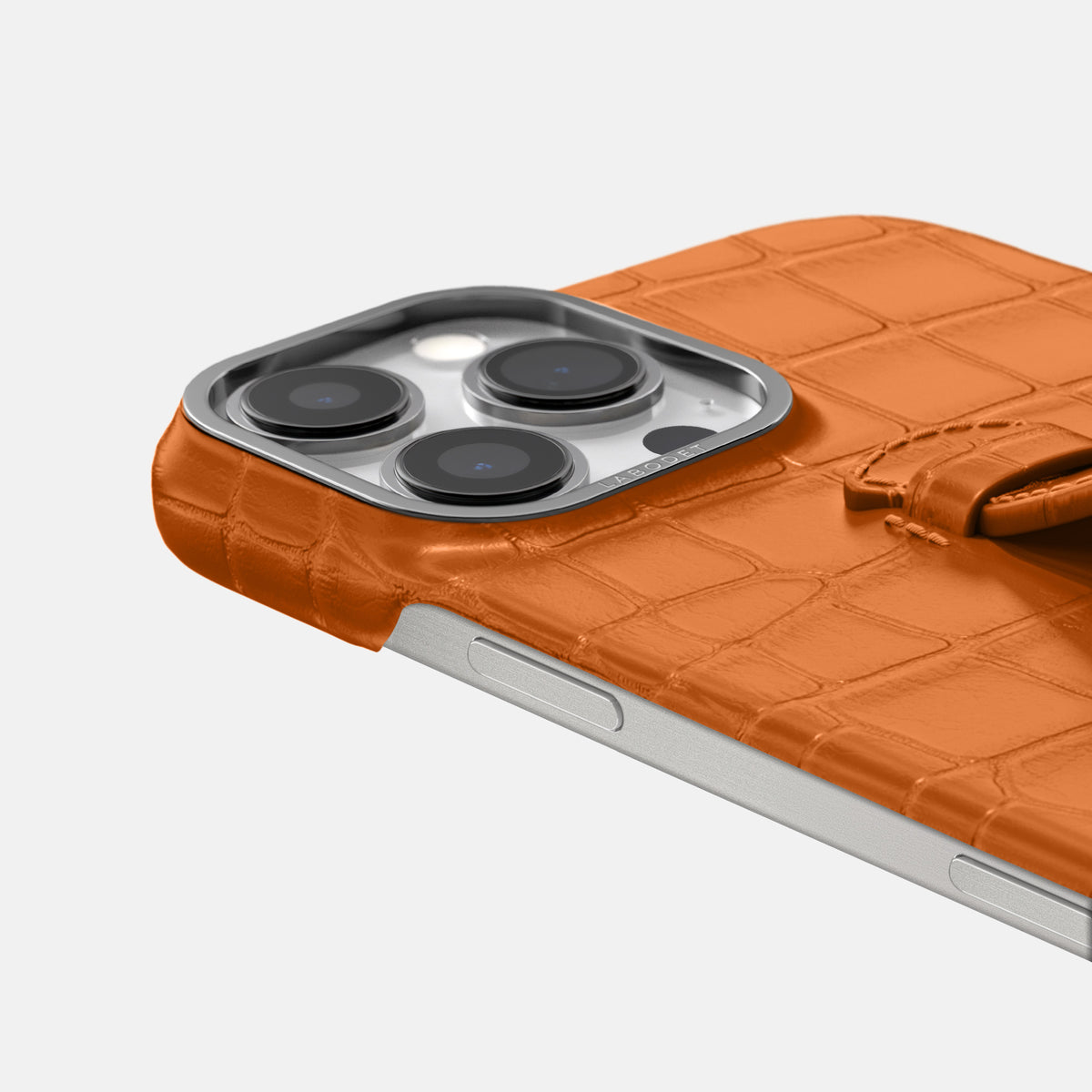 Orange iPhone 16 Pro Max Center Handle Alligator with Steel Metal -5 | Orange-Steel