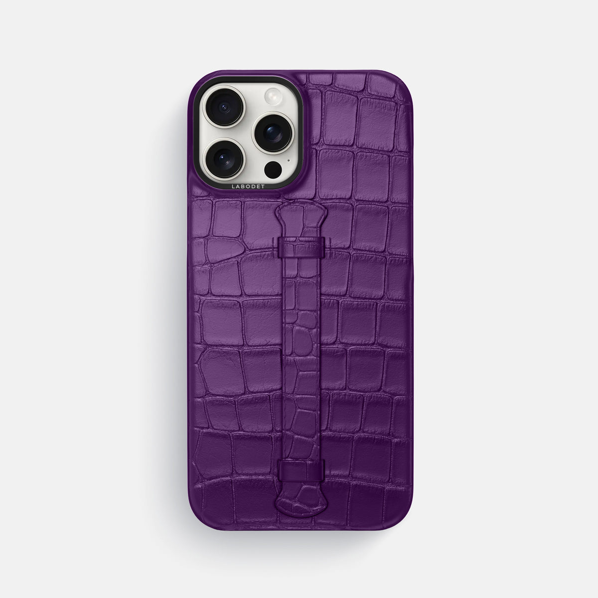 Purple iPhone 16 Pro Max Center Handle Alligator with Black Metal -1 | Purple-Black