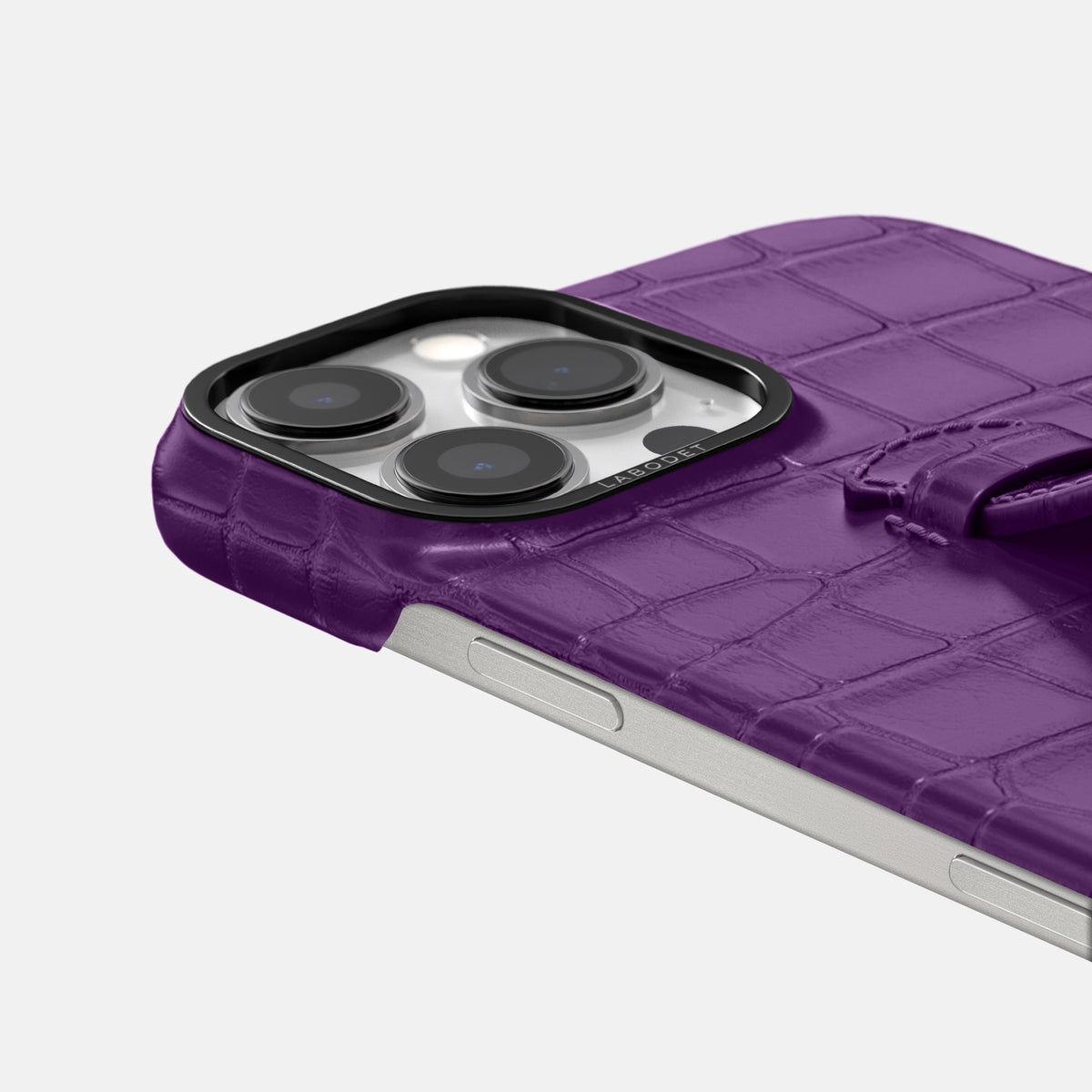 Purple iPhone 16 Pro Max Center Handle Alligator with Black Metal -5 | Purple-Black
