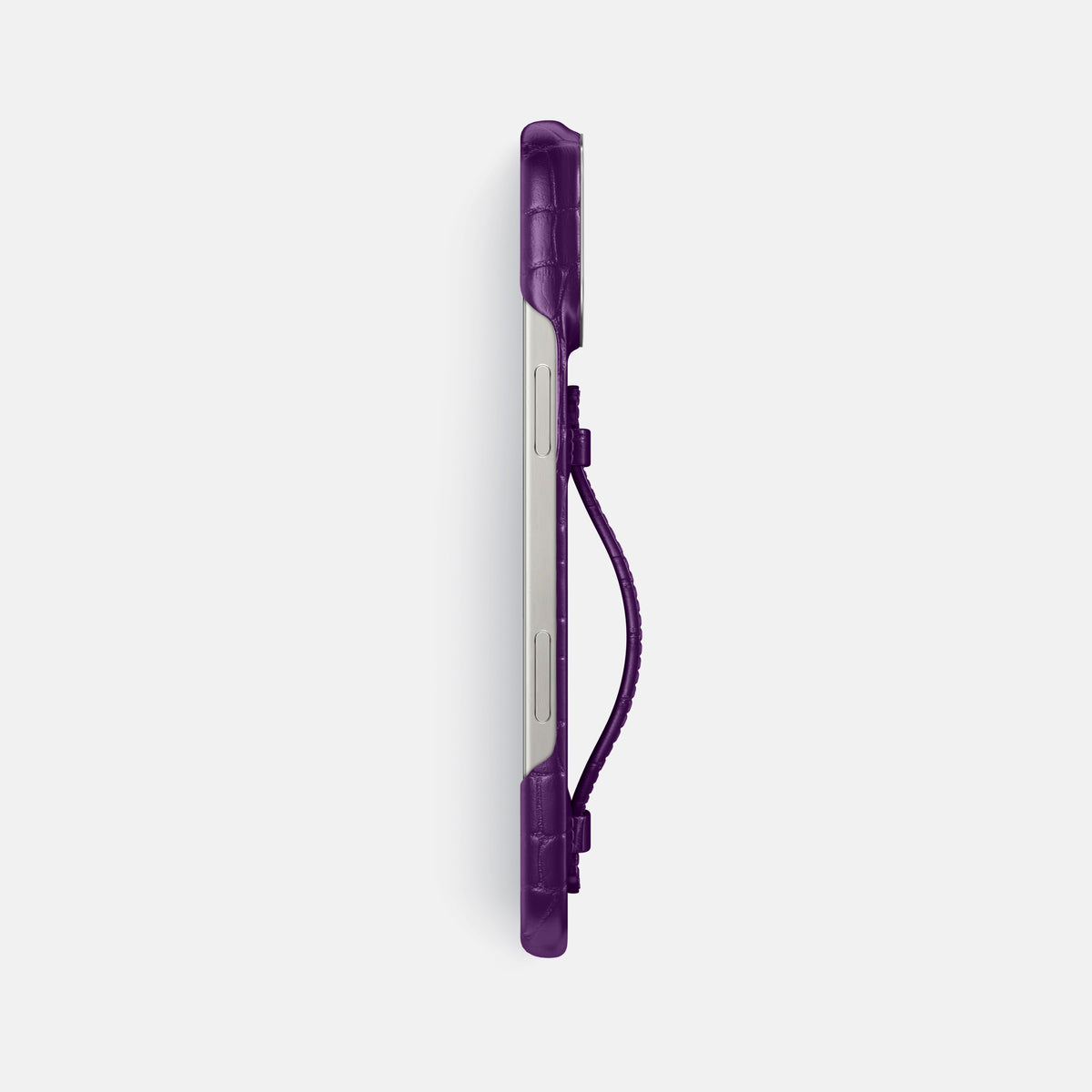Purple iPhone 16 Pro Max Center Handle Alligator with Steel Metal -3 | Purple-Steel
