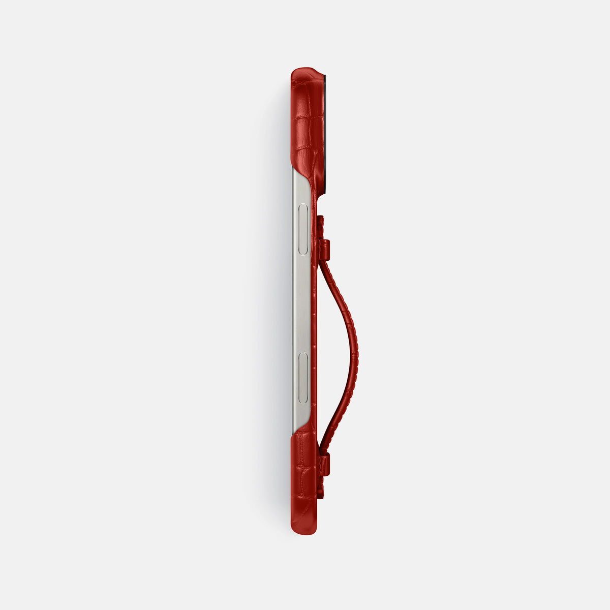 Red iPhone 16 Pro Max Center Handle Alligator with Black Metal -3 | Red-Black