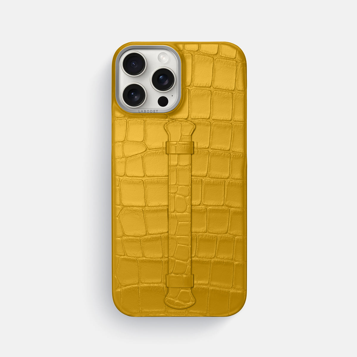 Yellow iPhone 16 Pro Max Center Handle Alligator with Steel Metal -1 | Yellow-Steel