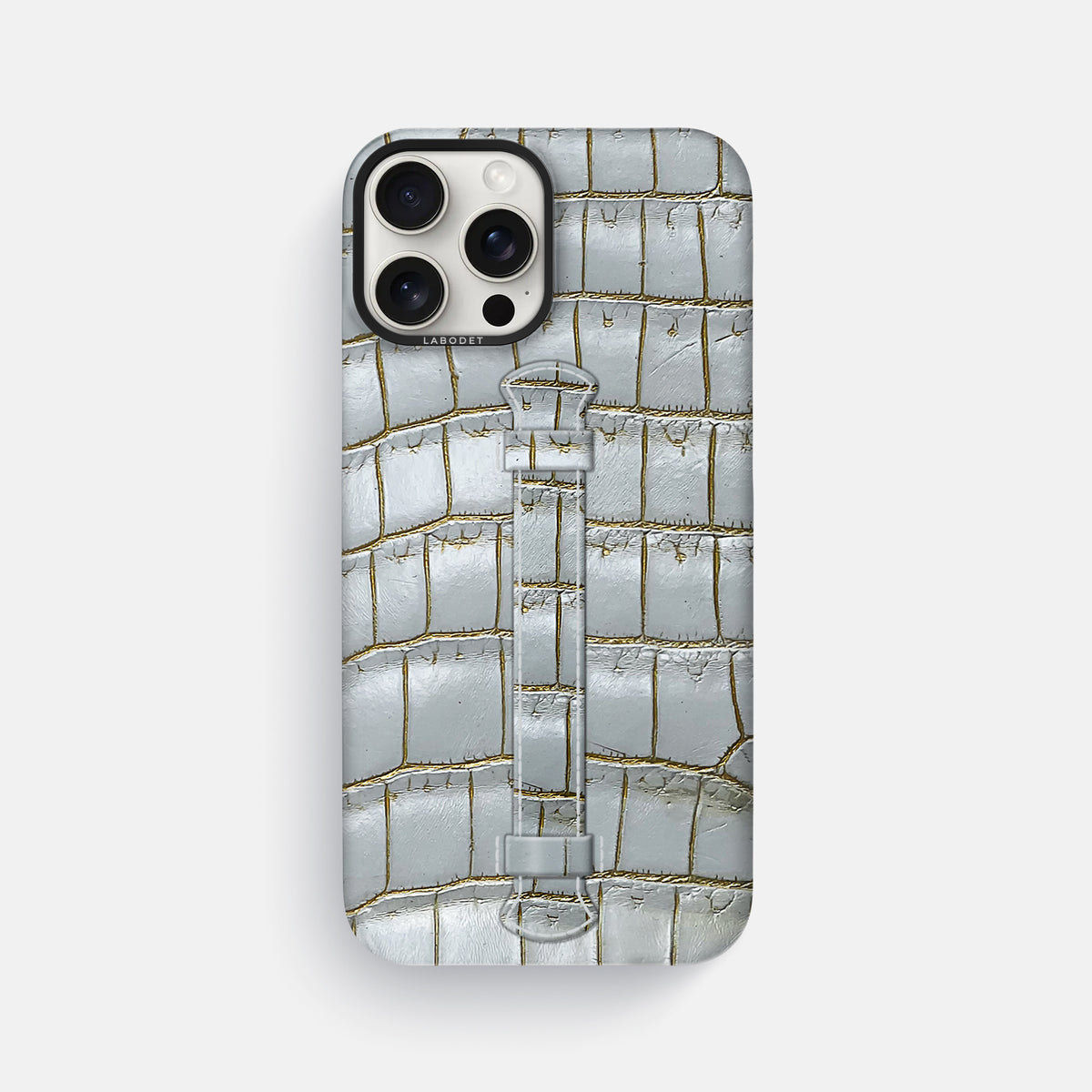 Arctic iPhone 16 Pro Max Center Handle Himalayan Crocodile with Black Metal -1 | Arctic-Black