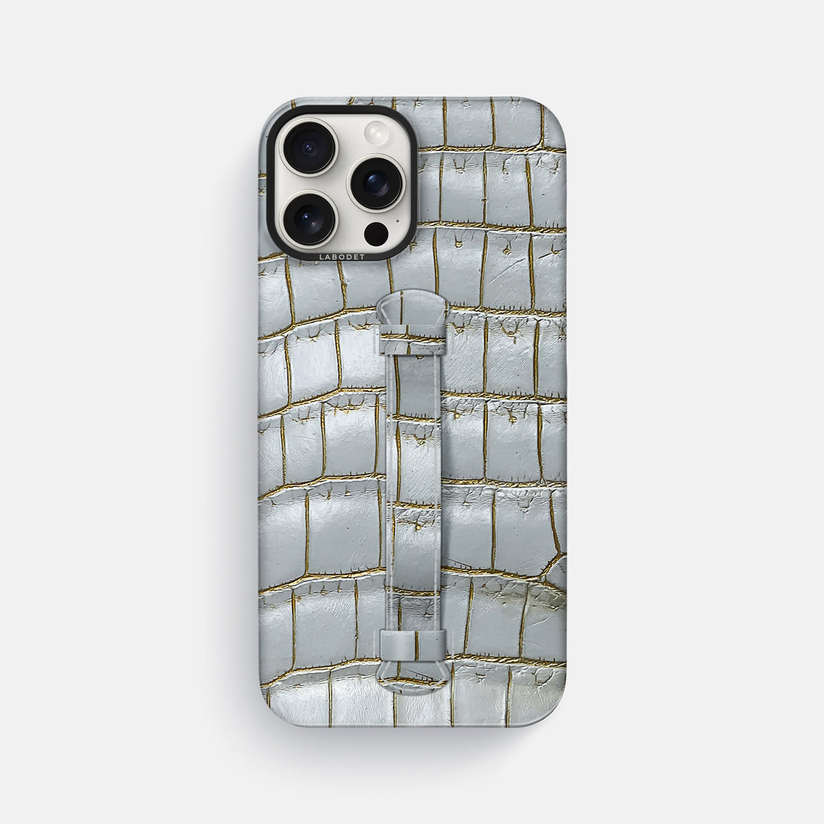 Arctic iPhone 16 Pro Max Center Handle Himalayan Crocodile with Black Metal -2 | Arctic-Black