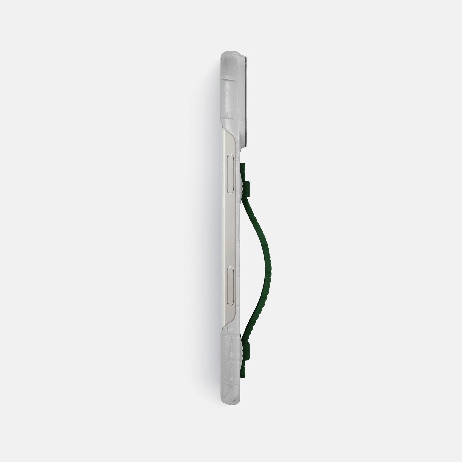Green iPhone 16 Pro Max Center Handle Himalayan Crocodile with Steel Metal -3 | Green-Steel