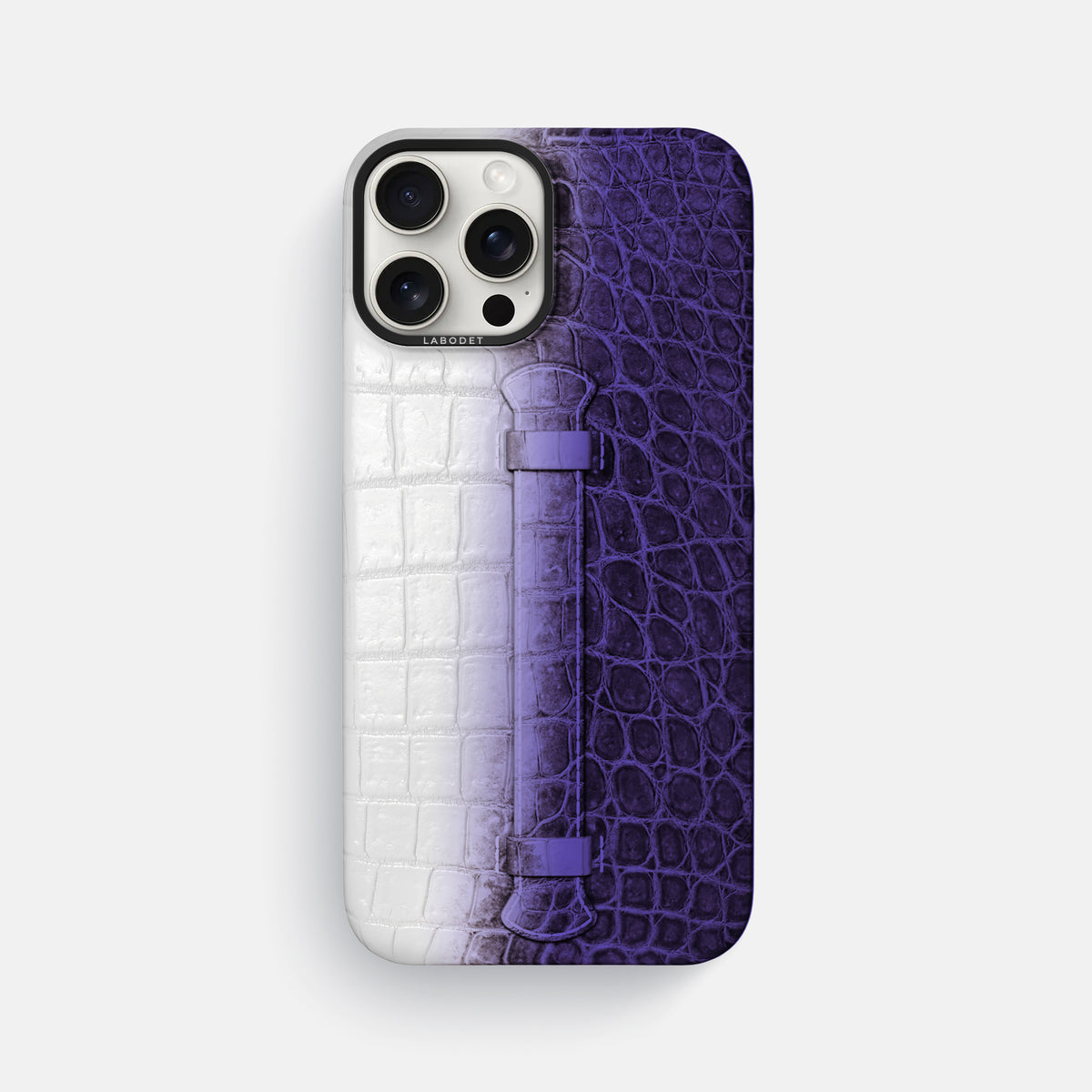 Purple iPhone 16 Pro Max Center Handle Himalayan Crocodile with Black Metal -1 | Purple-Black
