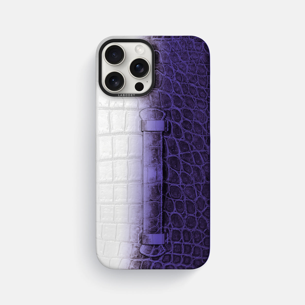 Purple iPhone 16 Pro Max Center Handle Himalayan Crocodile with Black Metal -2 | Purple-Black