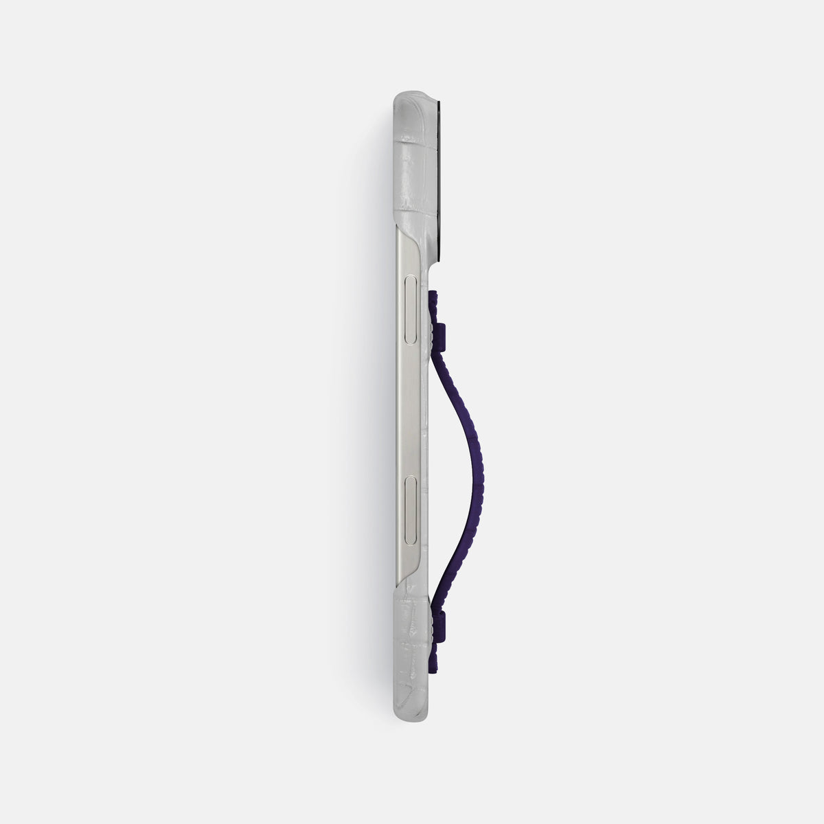 Purple iPhone 16 Pro Max Center Handle Himalayan Crocodile with Black Metal -3 | Purple-Black