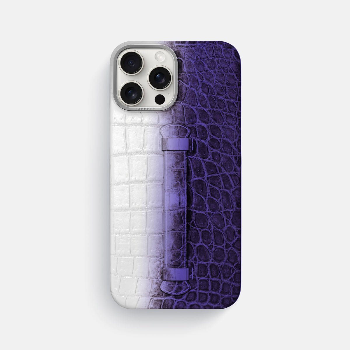Purple iPhone 16 Pro Max Center Handle Himalayan Crocodile with Steel Metal -2 | Purple-Steel