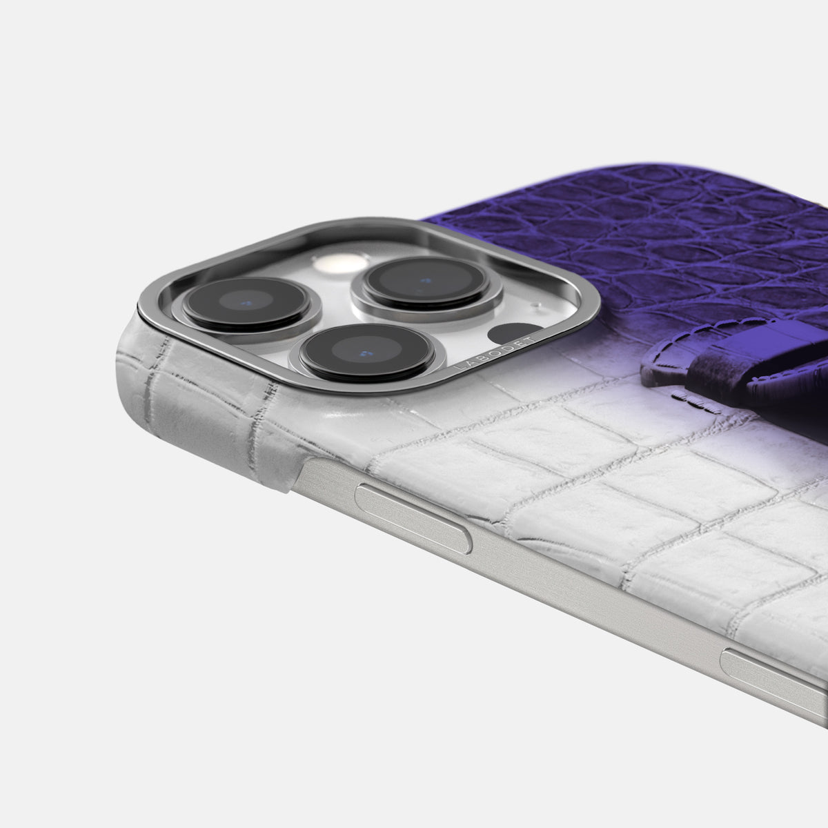 Purple iPhone 16 Pro Max Center Handle Himalayan Crocodile with Steel Metal -5 | Purple-Steel