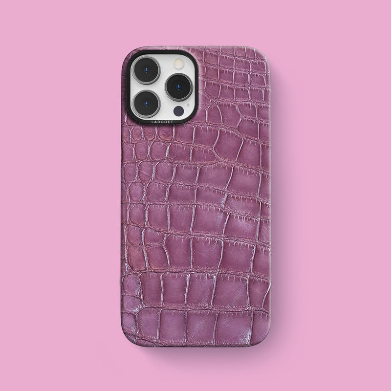 Lilac Flower iPhone 15 Pro Max Classic Case 1/1 Alligator with Black Metal -1 | Lilac-Flower-Black