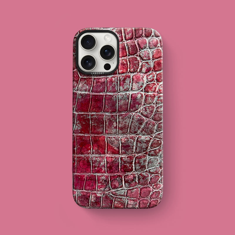 Garnet iPhone 16 Pro Max Classic Case 1/1 Alligator with Black Metal -1 | Garnet-Black